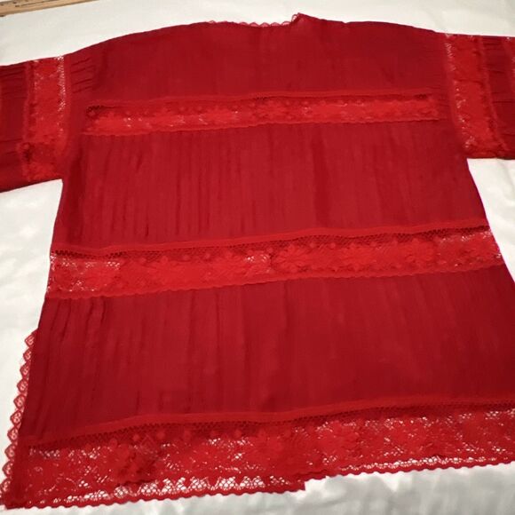 Swim Coverup Red Cutout Lace Embroidered Boho Beach Resort Wear Poolside - Picture 12 of 16